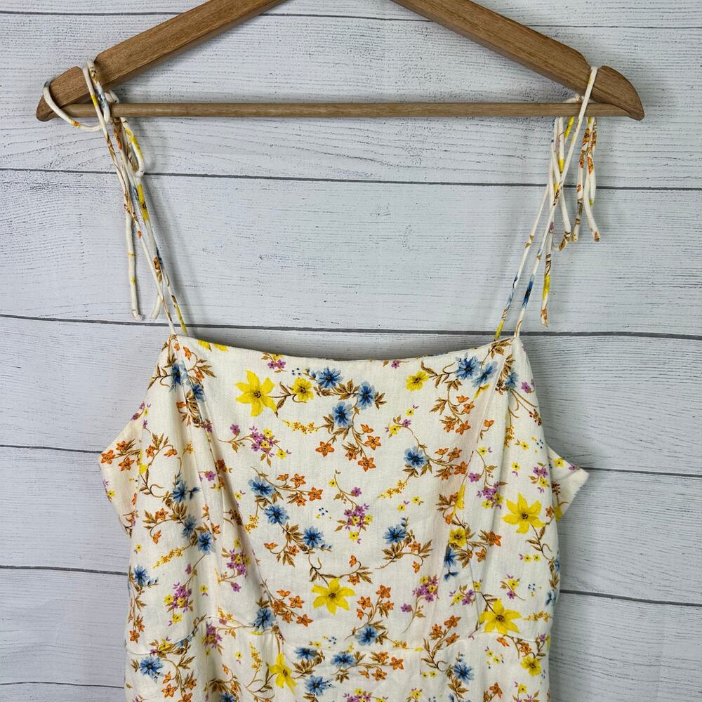 Old Navy Womens size XL Fit & Flare Tie-Strap Linen-Blend Floral Mini Dress - Picture 3 of 11